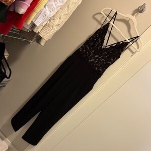 Express Black Lace V-Neck Jumpsuit